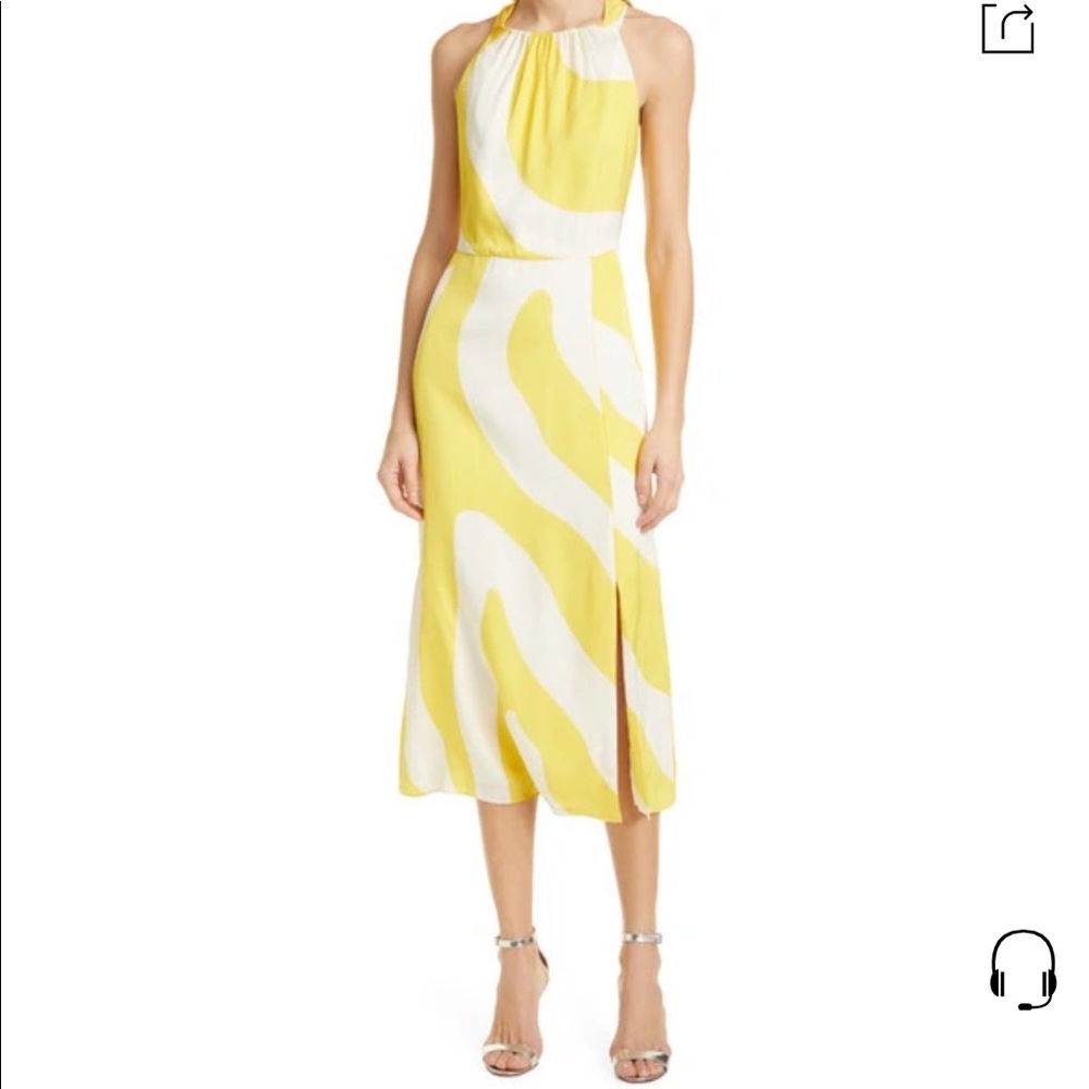 Milly Mia Print Sleeveless Crepe Dress Yellow Sz 8